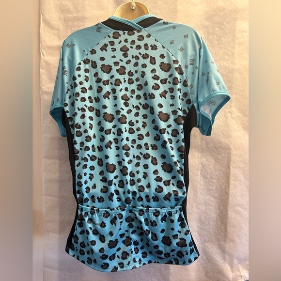 Shebeest women’s cycling jersey shirt in leopard teal print Sz-XL. Y19 - Picture 2 of 8